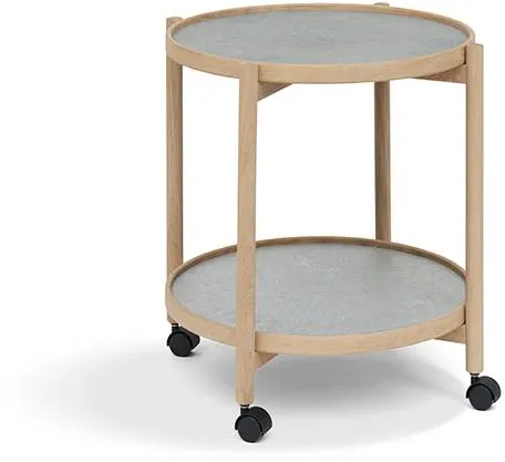 Thomsen Furniture James tarjotinpöytä - Tammi/Kivijäljitelmä tummanharmaa/Graniitinharmaa kivi Ø50 cm