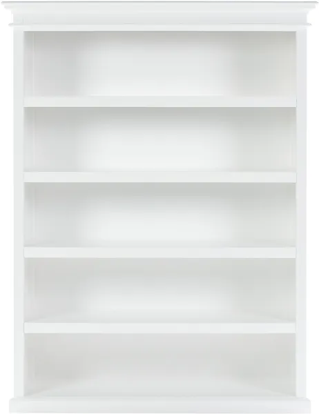 NOVASOLO Halifax kirjahylly, 5 hyllyä - valkoinen MDF/mahonki (K:196cm x150cm x 48cm)