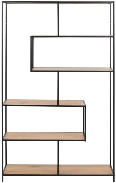 ACT NORDIC Seaford kirjahylly - luonnollinen paperitammi ja musta metalli (K:185cm x114cm x 35cm)