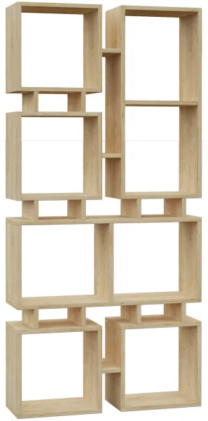 FUNZI LIVING Rail No.1 kirjahylly, 8 lokeroa - tammenvärinen melamiini