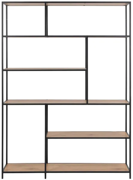 ACT NORDIC Seaford kirjahylly - luonnollinen paperitammi ja musta metalli (K:185cm x135cm x 35cm)