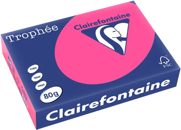 Q-connect Trophee kopiopaperi A4 80g fluo vaaleanpunainen 500 arkkia